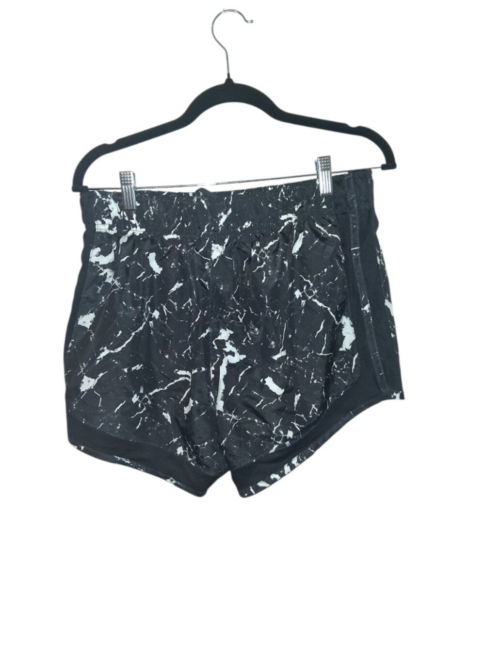 LEG3ND Black White Marble Athletic Running Shorts XL Lined Elastic Waist Gym - Picture 2 of 9